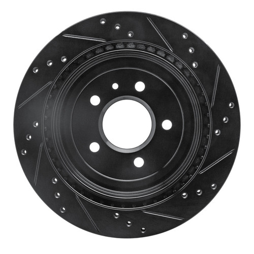 R1 13-19 Cadillac ATS Rear Left Drilled & Slotted Black Brake Rotor