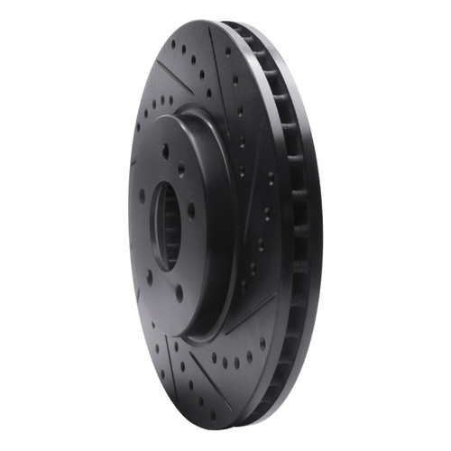 R1 09-11 Cadillac STS Front Right Drilled & Slotted Black Brake Rotor