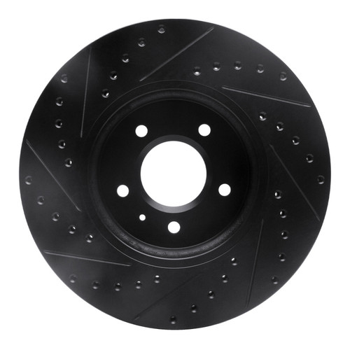 R1 09-11 Cadillac STS Front Right Drilled & Slotted Black Brake Rotor