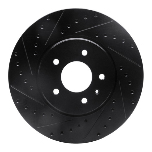 R1 09-11 Cadillac STS Front Left Drilled & Slotted Black Brake Rotor