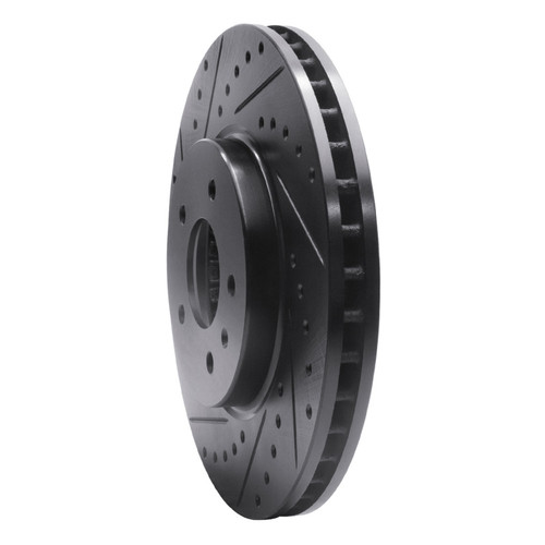 R1 09-11 Cadillac STS Front Left Drilled & Slotted Black Brake Rotor