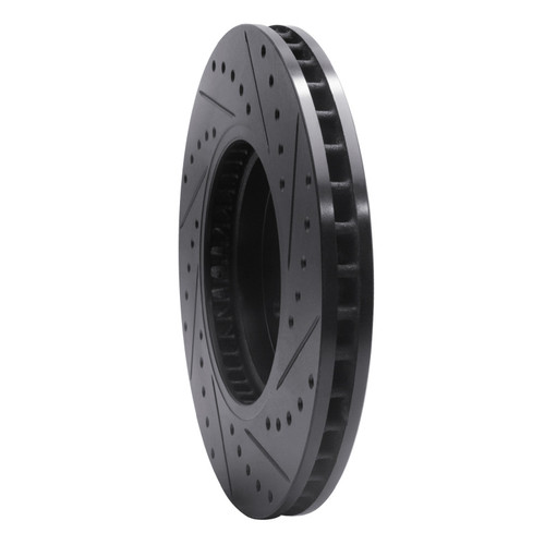 R1 09-11 Cadillac STS Front Left Drilled & Slotted Black Brake Rotor