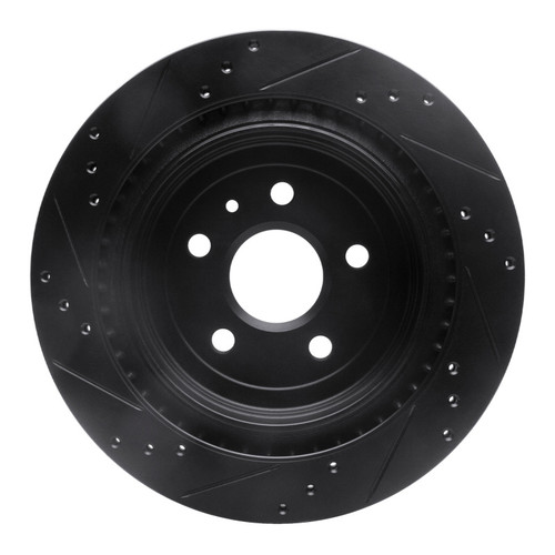R1 08-14 Cadillac CTS Rear Right Drilled & Slotted Black Brake Rotor