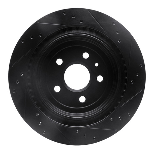 R1 08-14 Cadillac CTS Rear Left Drilled & Slotted Black Brake Rotor