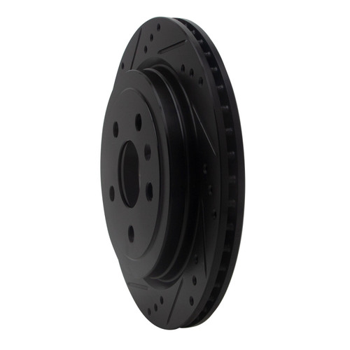 R1 08-19 Cadillac CTS Rear Left Drilled & Slotted Black Brake Rotor