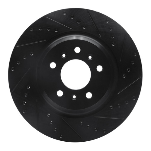 R1 06-16 Buick Lucerne Front Right Drilled & Slotted Black Brake Rotor