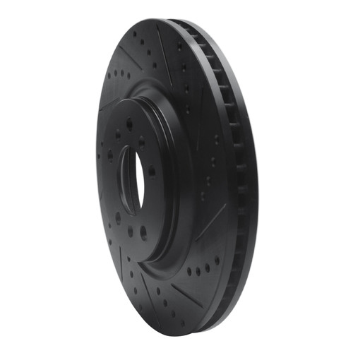 R1 06-16 Buick Lucerne Front Right Drilled & Slotted Black Brake Rotor