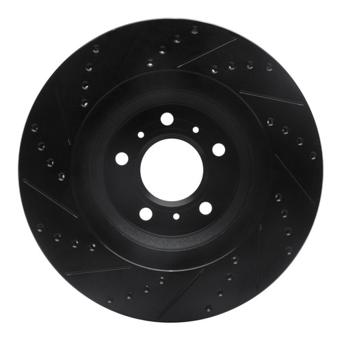 R1 06-16 Buick Lucerne Front Right Drilled & Slotted Black Brake Rotor