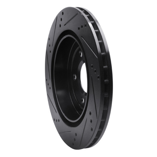 R1 05-11 Cadillac CTS Rear Right Drilled & Slotted Black Brake Rotor