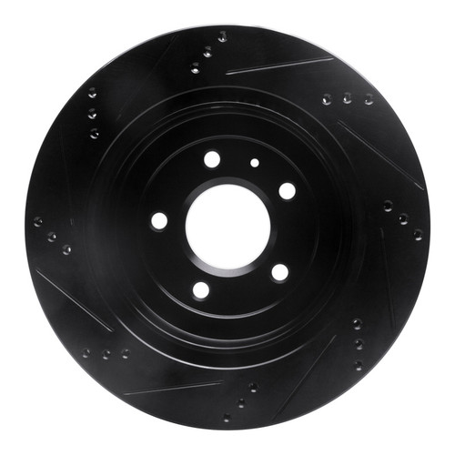 R1 05-11 Cadillac CTS Rear Right Drilled & Slotted Black Brake Rotor
