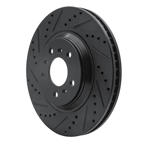 R1 06-16 Buick Allure Front Left Drilled & Slotted Black Brake Rotor