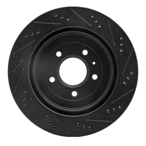 R1 05-11 Cadillac STS Rear Left Drilled & Slotted Black Brake Rotor