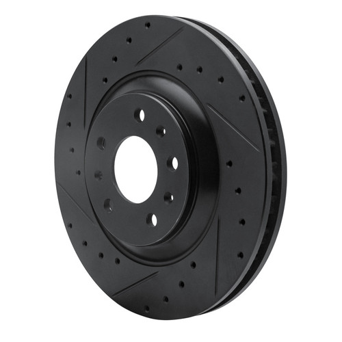 R1 04-08 Cadillac CTS Front Left Drilled & Slotted Black Brake Rotor