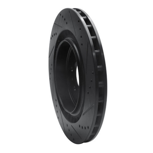 R1 04-11 Cadillac STS Rear Left Drilled & Slotted Black Brake Rotor