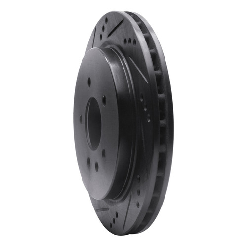 R1 03-11 Cadillac CTS Rear Left Drilled & Slotted Black Brake Rotor