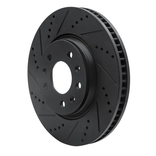 R1 03-08 Cadillac STS Front Left Drilled & Slotted Black Brake Rotor