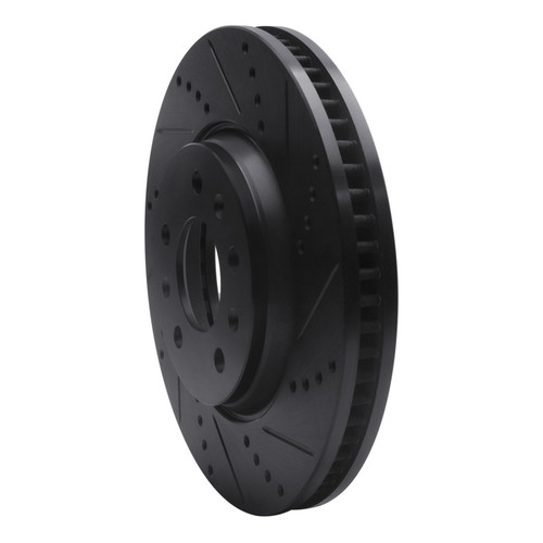 R1 03-08 Cadillac STS Front Right Drilled & Slotted Black Brake Rotor