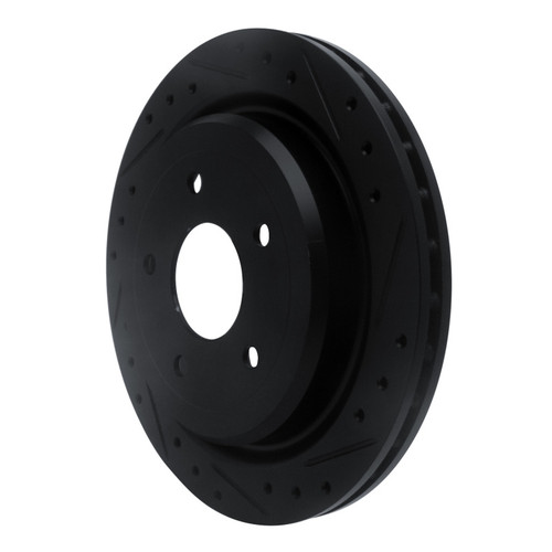 R1 97-13 Cadillac XLR Rear Right Drilled & Slotted Black Brake Rotor