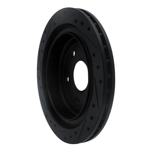 R1 97-13 Cadillac XLR Rear Right Drilled & Slotted Black Brake Rotor