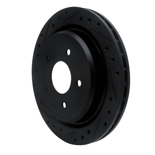 R1 97-13 Cadillac XLR Rear Left Drilled & Slotted Black Brake Rotor