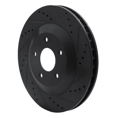 R1 97-09 Cadillac XLR Left Front Drilled & Slotted Black Brake Rotor