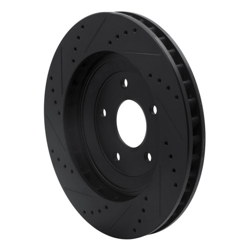 R1 97-09 Cadillac XLR Left Front Drilled & Slotted Black Brake Rotor