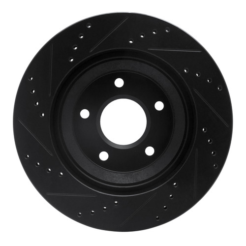 R1 97-09 Cadillac XLR Left Front Drilled & Slotted Black Brake Rotor