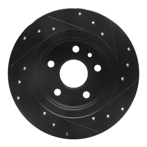 R1 11-22 Buick Encore Rear Left Drilled & Slotted Black Brake Rotor