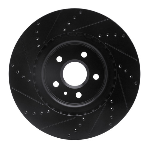 R1 09-17 Buick Regal Front Right Drilled & Slotted Black Brake Rotor