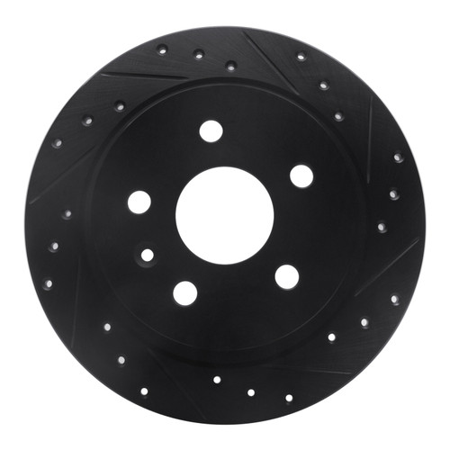 R1 11-16 Buick LaCrosse Rear Right Drilled & Slotted Black Brake Rotor