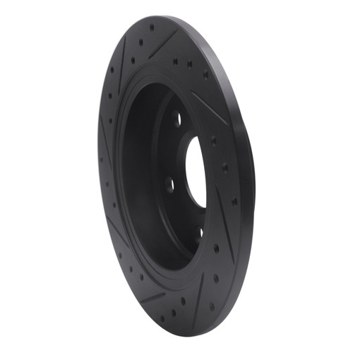 R1 11-16 Buick LaCrosse Rear Right Drilled & Slotted Black Brake Rotor