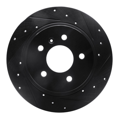 R1 06-11 Buick Lucerne Rear Right Drilled & Slotted Black Brake Rotor