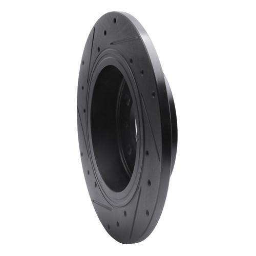 R1 06-11 Buick Lucerne Rear Right Drilled & Slotted Black Brake Rotor