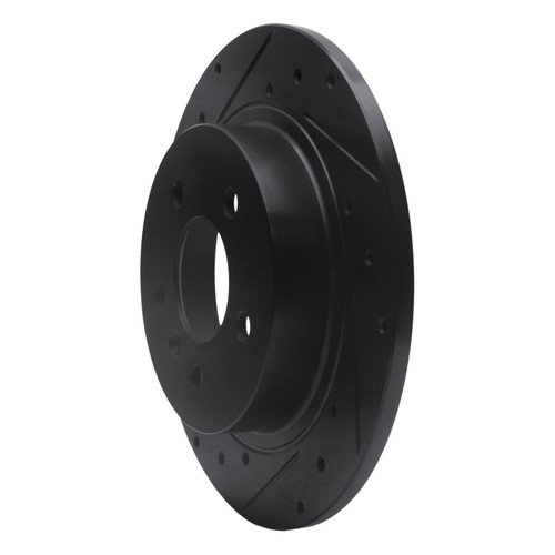 R1 06-11 Buick Lucerne Rear Left Drilled & Slotted Black Brake Rotor