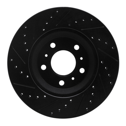 R1 06-16 Buick Lucerne Front Right Drilled & Slotted Black Brake Rotor ECB-45012R