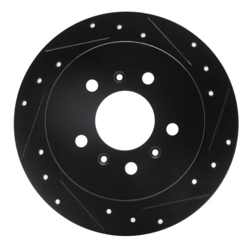 R1 06-10 Buick LaCrosse Rear Right Drilled & Slotted Black Brake Rotor
