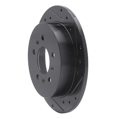 R1 06-10 Buick LaCrosse Rear Right Drilled & Slotted Black Brake Rotor