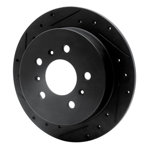 R1 06-10 Buick Allure Rear Left Drilled & Slotted Black Brake Rotor