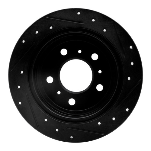 R1 06-10 Buick Allure Rear Left Drilled & Slotted Black Brake Rotor