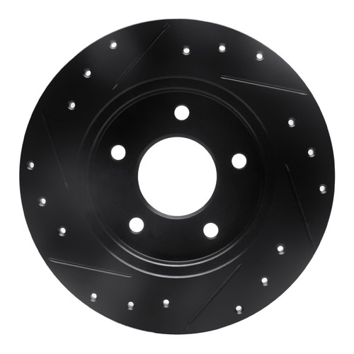 R1 94-99 Buick Regal Rear Right Drilled & Slotted Black Brake Rotor