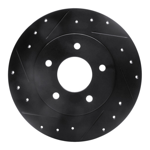 R1 94-99 Buick Regal Rear Left Drilled & Slotted Black Brake Rotor