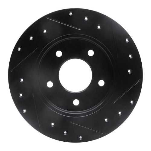 R1 94-99 Buick Regal Rear Left Drilled & Slotted Black Brake Rotor