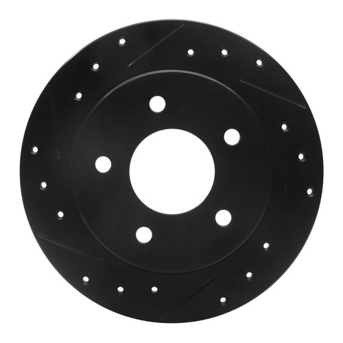 R1 88-94 Buick Regal Rear Left Drilled & Slotted Black Brake Rotor