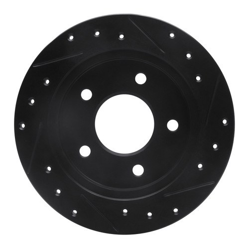 R1 88-94 Buick Regal Rear Left Drilled & Slotted Black Brake Rotor