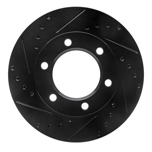 R1 71-91 Chevrolet K10 Front Left Drilled & Slotted Black Brake Rotor