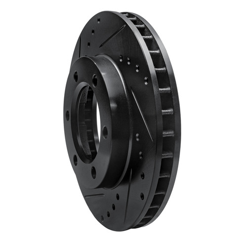 R1 71-91 Chevrolet K10 Front Left Drilled & Slotted Black Brake Rotor