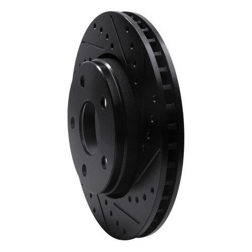 R1 07-18 Jeep Wrangler Front Right Drilled & Slotted Black Brake Rotor