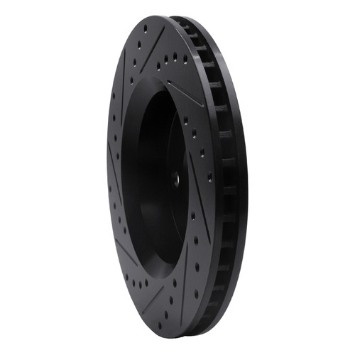 R1 07-18 Jeep Wrangler Front Right Drilled & Slotted Black Brake Rotor