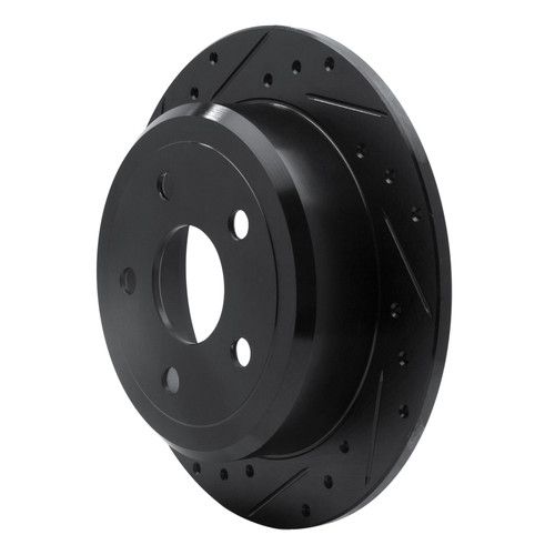 R1 07-18 Jeep Wrangler Rear Left Drilled & Slotted Black Brake Rotor