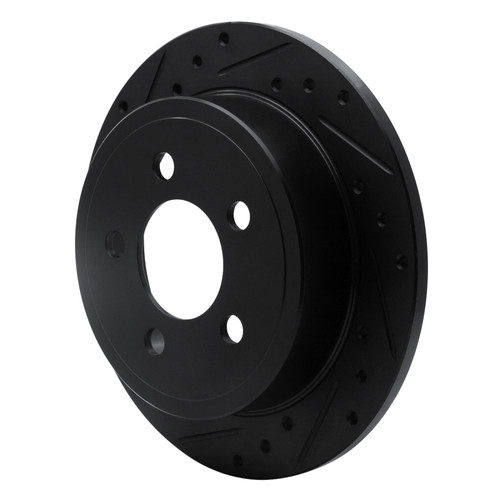 R1 03-07 Jeep Liberty Rear Left Drilled & Slotted Black Brake Rotor